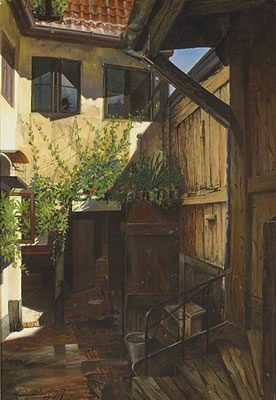 A sun-dappled courtyard by Harry Kluge - Auction record, sale price, and art valuation. Compare with similar artists and explore comparable artworks.