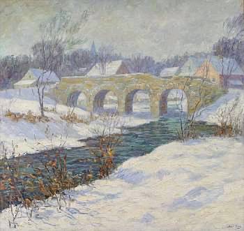 Bridge in winter by Jesse Hobby - Auction record, sale price, and art valuation. Compare with similar artists and explore comparable artworks.