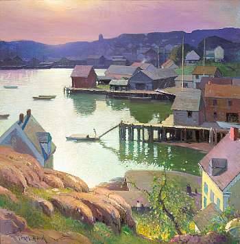A Port Town at Dawn by George Ames Aldrich - Auction record, sale price, and art valuation. Compare with similar artists and explore comparable artworks.