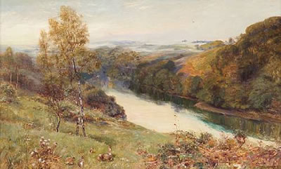 A RIVER LANDSCAPE WITH RABBITS IN THE FOREGROUND by Walter Stuart Lloyd - Auction record, sale price, and art valuation. Compare with similar artists and explore comparable artworks.