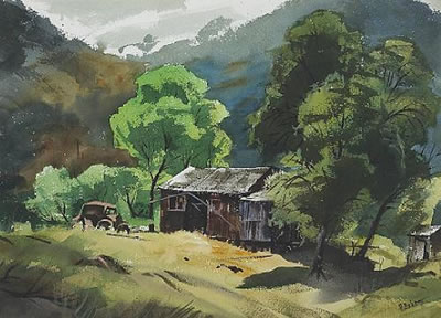Sample artwork by Ralph Baker (1908 - 1976), known for landscape painting, printmaking, illustration - View similar artists and auction records