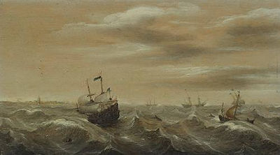 Dutch shipping offshore in rough seas
