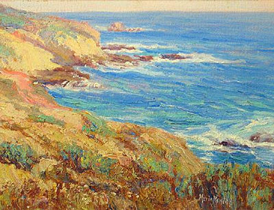 A COASTAL SCENE; CRASHING WAVES (A PAIR)