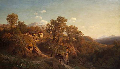 An Italianate landscape with a group of figures outside a house in the foreground by Valentin Ruths - Auction record, sale price, and art valuation. Compare with similar artists and explore comparable artworks.