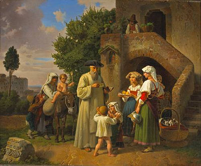 The hermit of Terracina distributing alms