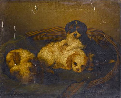 Puppies in a Basket