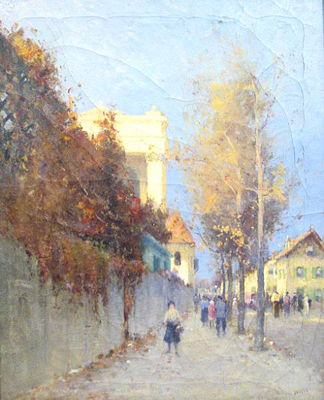 A street scene with figures by Gustav (Gustave) Wolff - Auction record, sale price, and art valuation. Compare with similar artists and explore comparable artworks.
