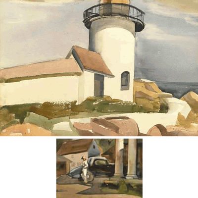 Lighthouse; Man standing by a Car (2)