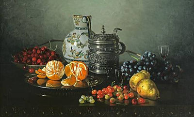 Sample artwork by Edward Chalmers Leavitt (1842 - 1904), known for fruit and floral still life and seascape painting - View similar artists and auction records