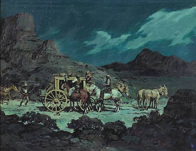 Moonlit Hold-up by Charles LaSalle - Auction record, sale price, and art valuation. Compare with similar artists and explore comparable artworks.