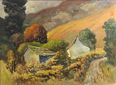 A Sunlit Clearing with a White Farmhouse; Hillside Homes (2)