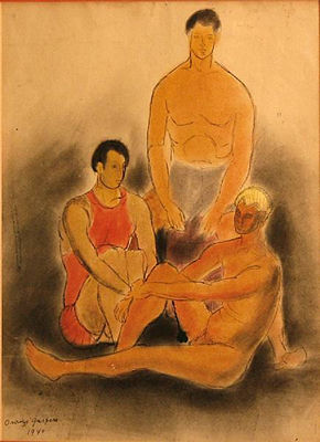 Three male figures