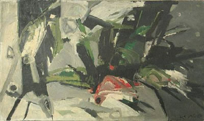 Abstract with gray, green and pink, 1959