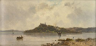 A scene of boats on a lake
