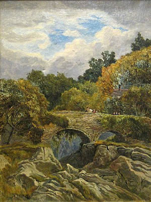 A VIEW OF A LANDSCAPE WITH FIGURES ON A BRIDGE by John Steeple - Auction record, sale price, and art valuation. Compare with similar artists and explore comparable artworks.