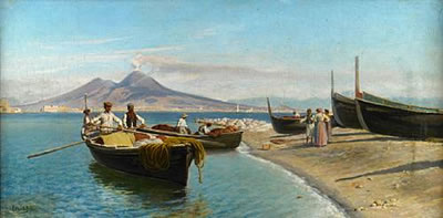 A view of Naples with Vesuvius beyond
