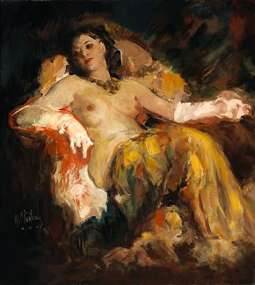 "Nude with white gloves"