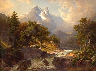 A mountainous landscape with a fast flowing river by Arnold Schulten - Auction record, sale price, and art valuation. Compare with similar artists and explore comparable artworks.