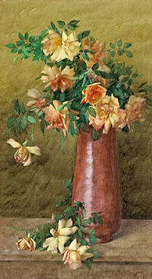 A vase of roses