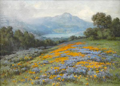 Poppies and lupine with Mt. Tamalpais in the distance