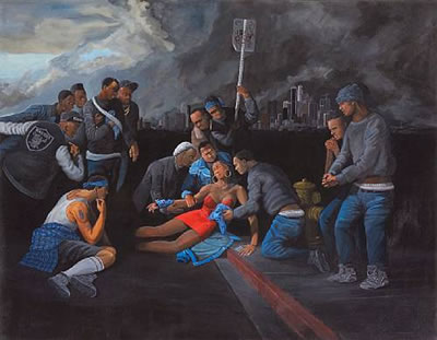 Death in South Central (Crips), 1990 by Sandow Birk - Auction record, sale price, and art valuation. Compare with similar artists and explore comparable artworks.