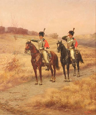 Military men on horseback
