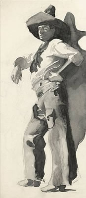 Portrait of Edward (John Edward) Borein: Vaquero; Self portrait (double-sided)