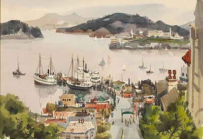 Fisherman's Wharf with Alcatraz in the distance