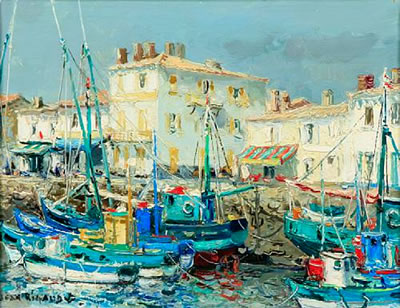 Sample artwork by Jean Rigaud (1912 - 1999), known for marine and landscape painting, village scenes - View similar artists and auction records