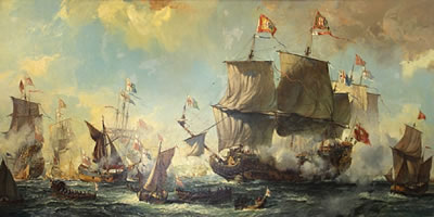 Pepys in the 'Naseby' with Sir Edward Montague sailing to the Hague to fetch home King Charles II