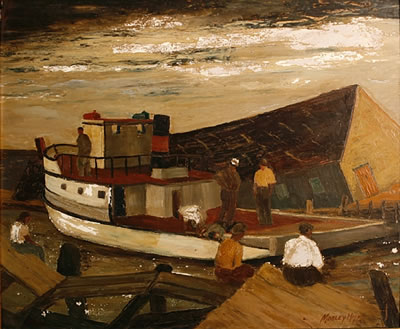 Flooded dock, Bayfield, Wisconsin, 1942