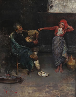 A peasant playing a bagpipe and a child dancing by Arturo Stagliano - Auction record, sale price, and art valuation. Compare with similar artists and explore comparable artworks.