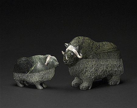 Sample artwork by Seepee Ipeelie (1940 - 2000), known for sculpture, carver of stone, whalebone, ivory, antlers and mixed-mediums - View similar artists and auction records