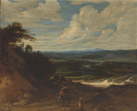 A landscape with figures and a wagon by Lucas Achtschellinck - Auction record, sale price, and art valuation. Compare with similar artists and explore comparable artworks.