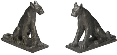 Puma with cub; Puma (a pair) by Arthur Putnam - Auction record, sale price, and art valuation. Compare with similar artists and explore comparable artworks.