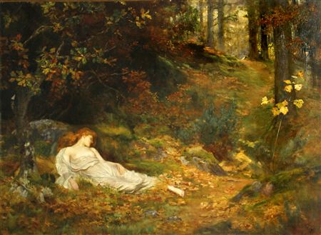 The sleeping damsel (Una and the Lion)