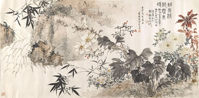 Flowers by a Rushing Brook