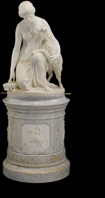 An Italian marble figure of Esméralda and the goat Djali on pedestal