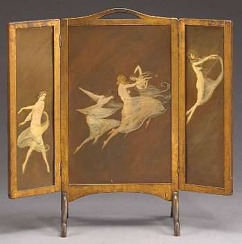 Dancing Nudes (a three panel fire screen) central panel