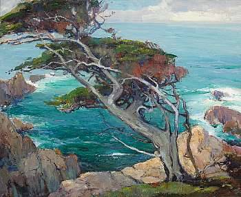 The Coast of Monterey (Cypress on the 17 Mile Drive) by Orrin Augustine White - Auction record, sale price, and art valuation. Compare with similar artists and explore comparable artworks.