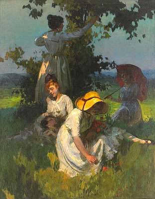 Sample artwork by Louis Jambor (1884 - 1955), known for genre, figure and still life painting, murals - View similar artists and auction records