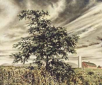 A Farm Scene with Stormy Skies