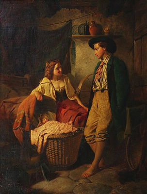 Young family in an interior