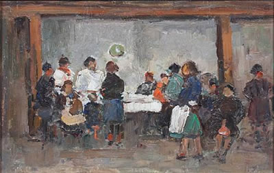 Family gathering; street scene (verso) by Karel Heymans - Auction record, sale price, and art valuation. Compare with similar artists and explore comparable artworks.