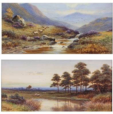 "Near Brockenhurst, Hants;" "The Lyn Valley, Devon"