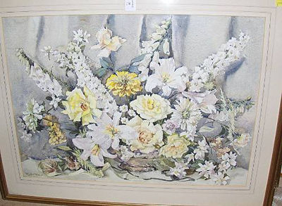 Still Life of Yellow and white Summer Flowers by Phyllis I Hibbert - Auction record, sale price, and art valuation. Compare with similar artists and explore comparable artworks.