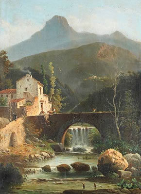 Italian mountain village scenes (a pair)