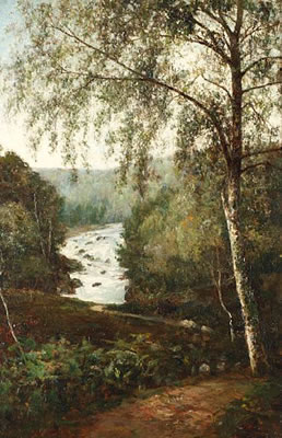 Wooded riverside path, and another similar a pair, (2)