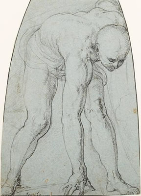Study of a stooping male figure