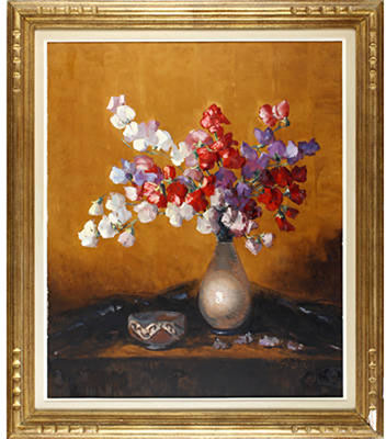 Still life with vase of sweetpeas by Clémence Biron - Auction record, sale price, and art valuation. Compare with similar artists and explore comparable artworks.